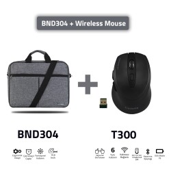 Classone Bnd304 Eko Serisi 15,6 Inç Laptop Notebook El Çantası Siyah +T300 Kablosuz Mouse - 9