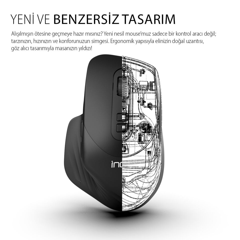 Inca IWM-553S Bluetooth+Wireless Double Mod Rechargeable Silent Mouse