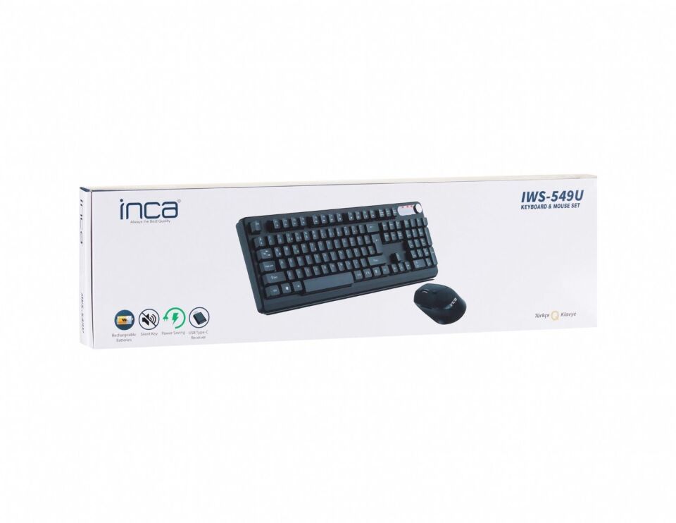 Inca IWS-549U Multimedya Şarj Edilebilir Kablosuz Klavye Mouse Set