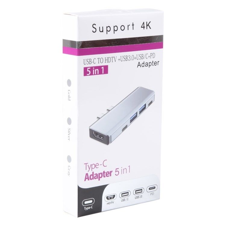 Technow 5 in 1 Çift USB-C / Type-C-USB HUB Çevirici Adaptör