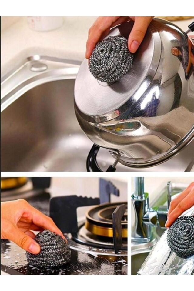 Technow %100 Paslanmaz Çelik Sürtme Bulaşık Ovma Teli 8 Adet