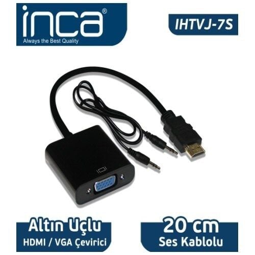 Inca IHTVJ-7S HDMI to VGA Siyah Jaklı Ses Kablosu