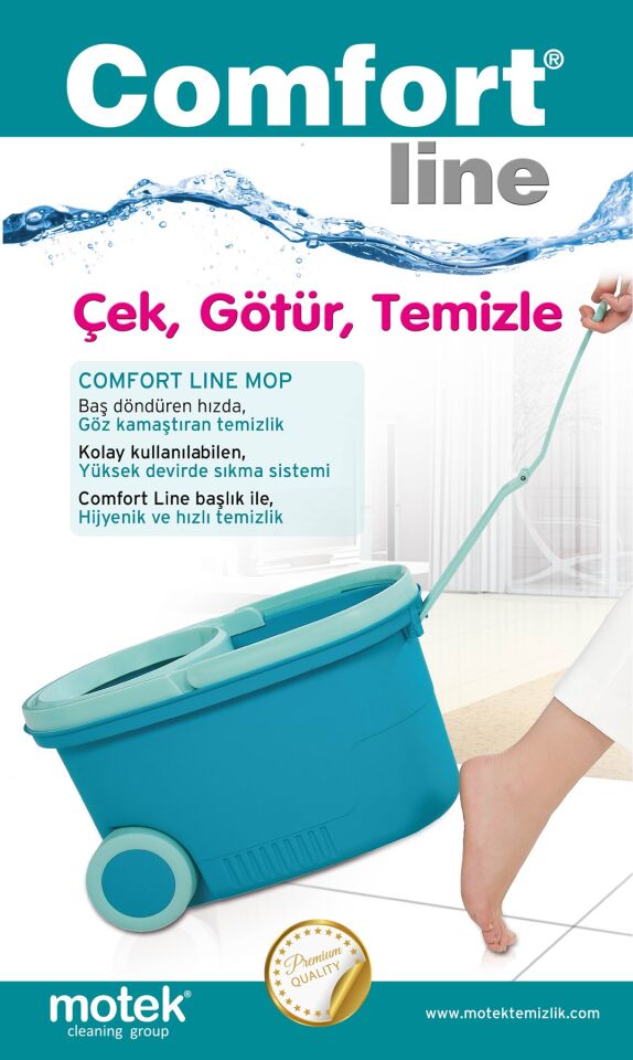Motek MT-10 Comfort Mop Tekerlekli Taşıma Saplı Temizlik Seti
