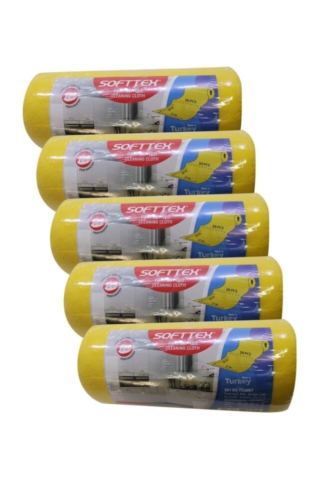 Technow Softtex 15 Kesimli Sarı Kopar Kullan Rulo Temizlik Bezi 27x30 Cm 5 Adet