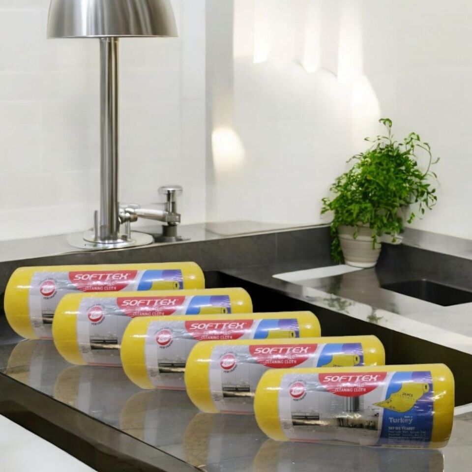 Technow Softtex 15 Kesimli Sarı Kopar Kullan Rulo Temizlik Bezi 27x30 Cm 5 Adet