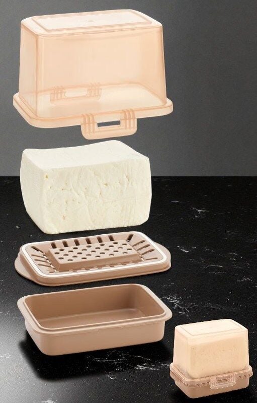 Technow Vip Ahmet Vp-074 Ecem Su Bölmeli  Peynir Saklama Tazeleme Kabı  Bakır