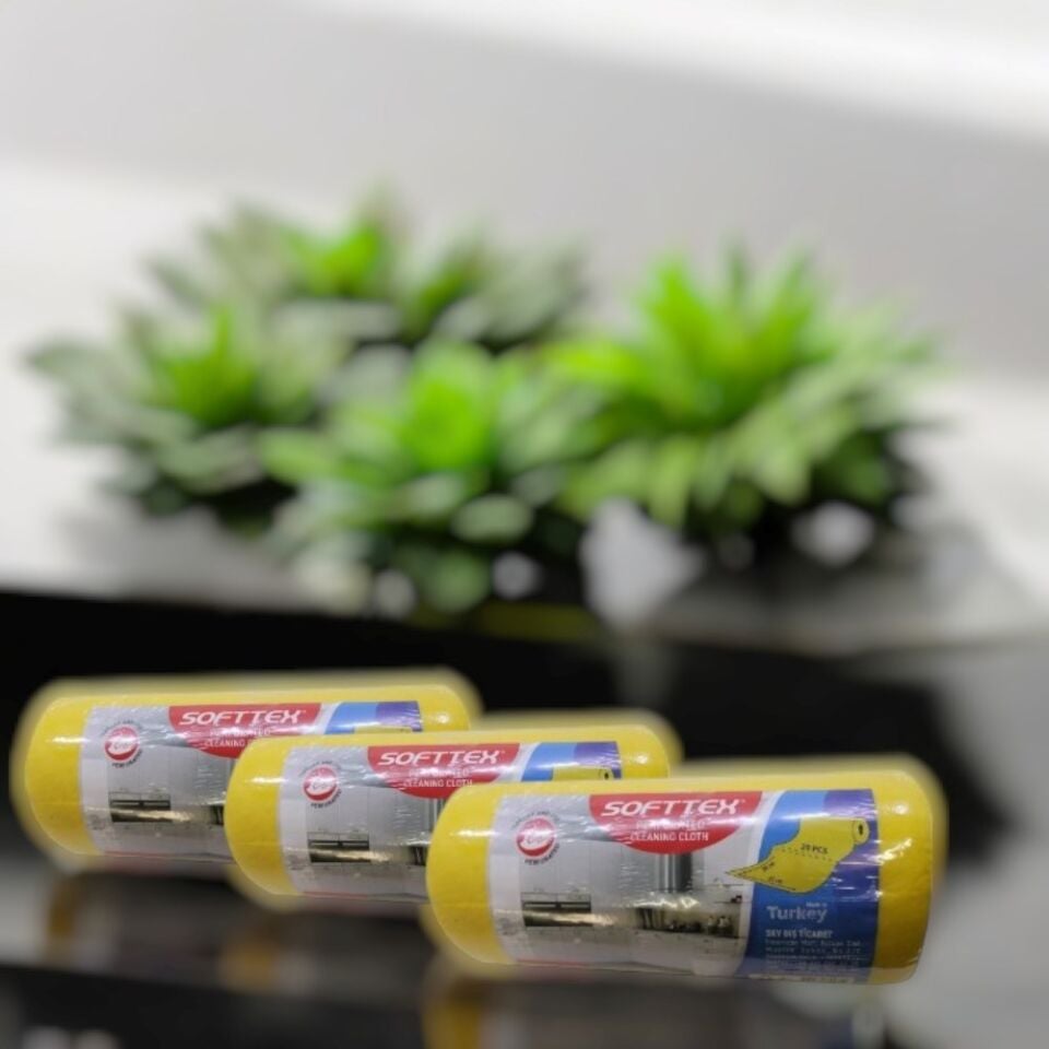 Technow Softtex 15 Kesimli Sarı Kopar Kullan Rulo Temizlik Bezi 27x30 Cm 10'lu
