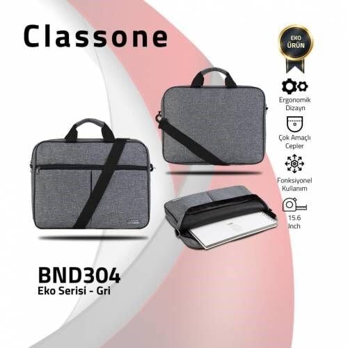 Classone BND304 15,6 inç Notebook Gri Notebook Çantası