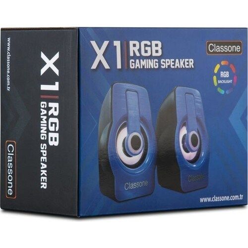 Classone X1 Black Rgb Işıklı  Gaming  Usb Hoparlör Mavi Speaker