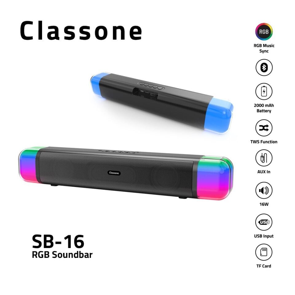 Soundbar SB-16 RGB Işıklı Bluetooth Hoparlör