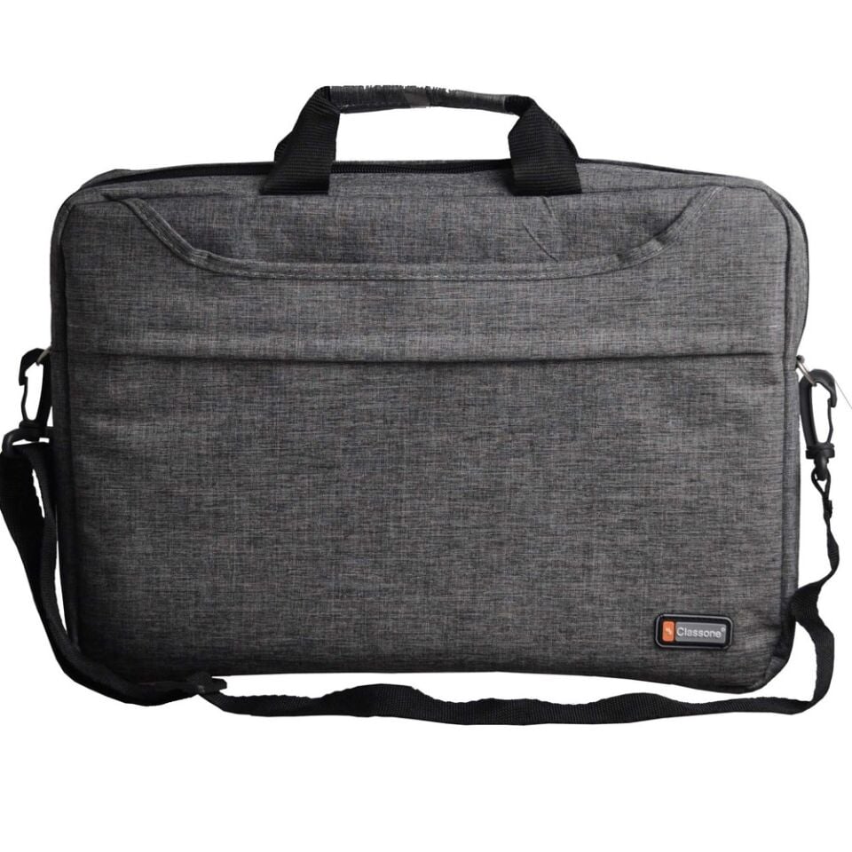 Classone TL2564 Su Geçirmez Kumaş Fermuar15,6inç Notebook El Çantası Gri