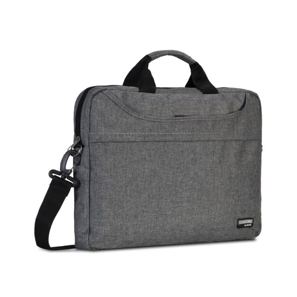 Classone TL2564 Su Geçirmez Kumaş Fermuar15,6inç Notebook El Çantası Gri