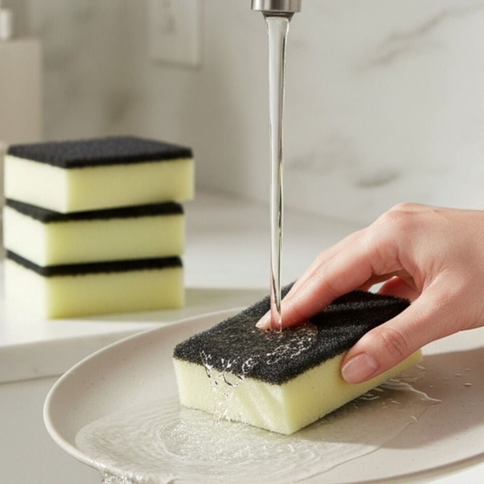 Technow Klasir Ekonomik 9 x 7 cm Sarı Siyah Düz Bulaşık Süngeri 5 Adet