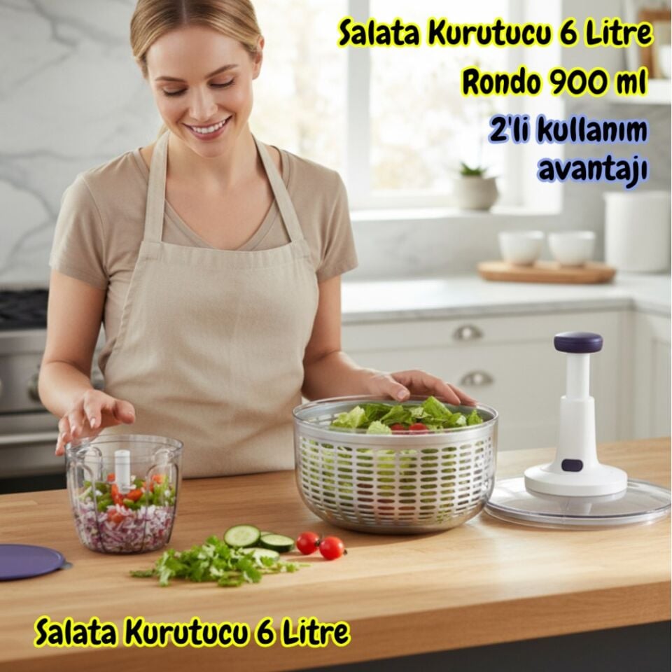 Technow Vip Ahmet VP-907 900 ml Chef Rondo & 6 Litre Salata Kurutucu