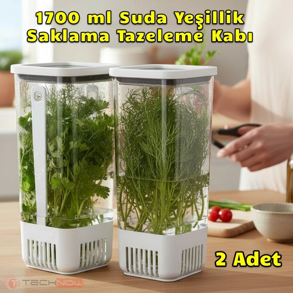 Technow Vip Ahmet VP-007 Suda Yeşillik Saklama Kabı 1.7 Litre 2 Adet