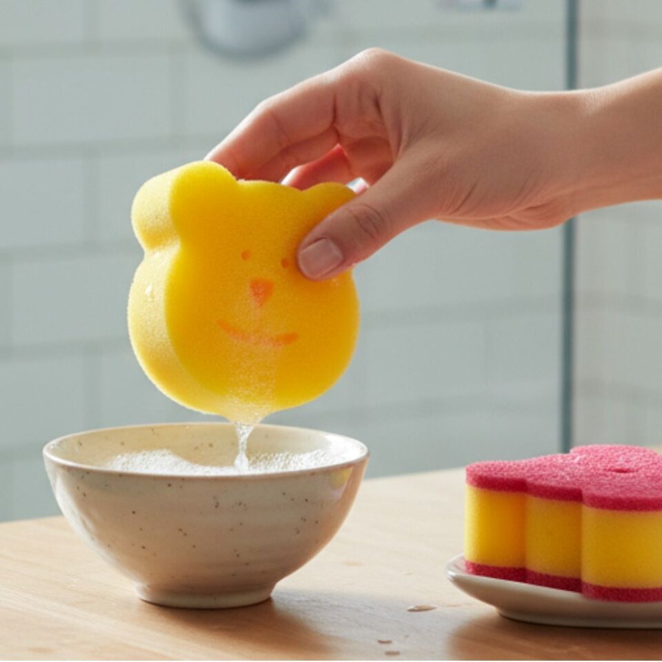 Technow Sponge Çift Taraflı Gülen Yüz Çok Amaçlı Sihirli Bulaşık Süngeri  2 Adet