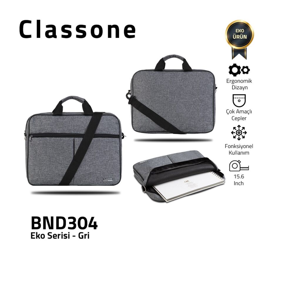 Classone Bnd304 Eko Serisi 15,6 Inç Laptop Notebook El Çantası Siyah +T300 Kablosuz Mouse