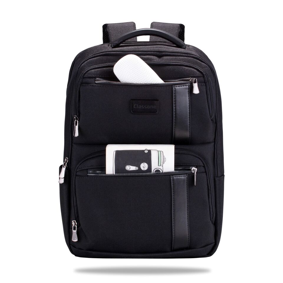 Classone BP-BS100 Business VIP B1 - Serisi 15.6' WTX Pro Su Geçirmez Kumaş Laptop Sırt Çantası-Siyah