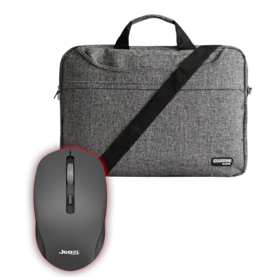 Classone TL2564 15,6''Notebook El Çantası-Gri + Kablosuz Mouse