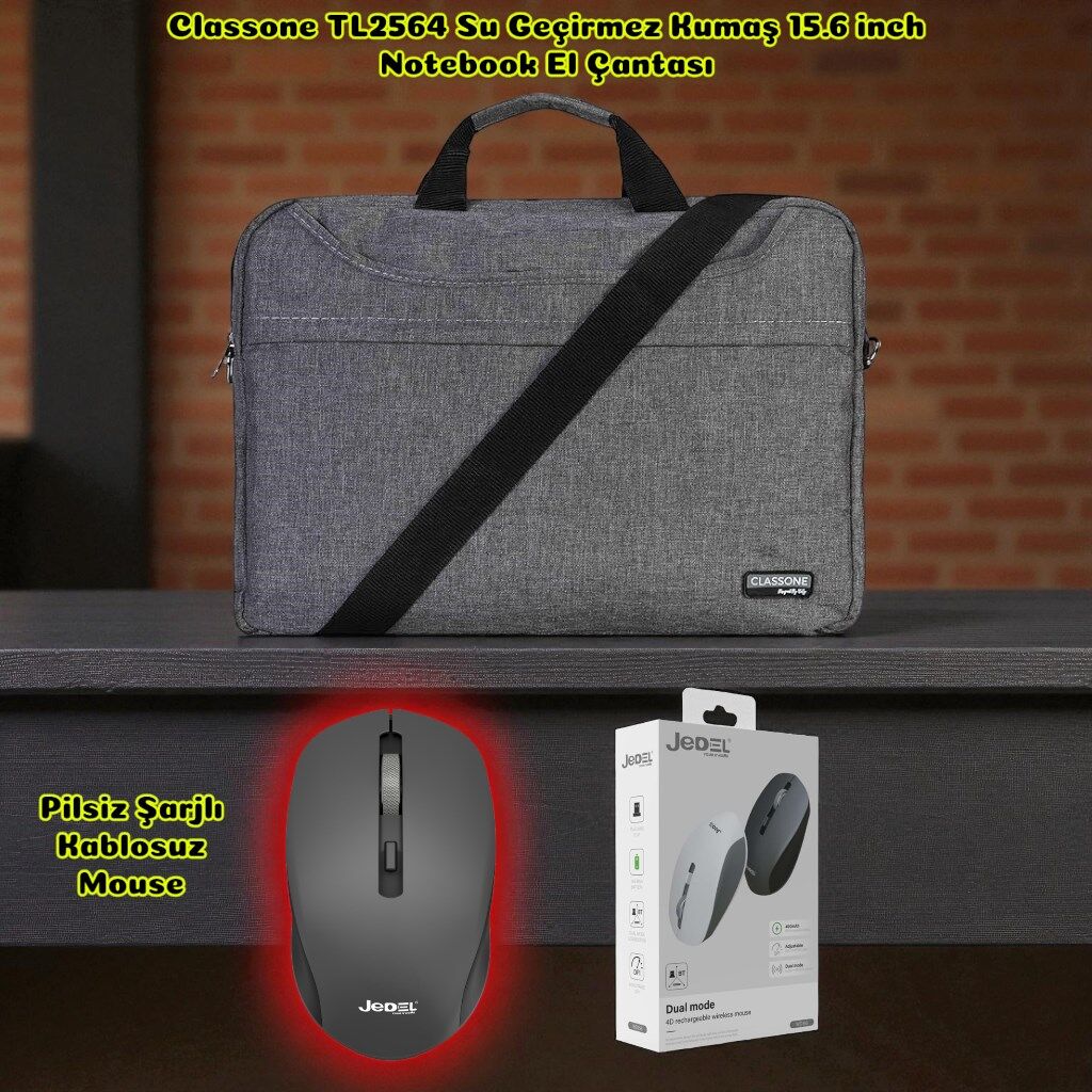 Tl2564-wm300-15,6'' Su Geçirmez Kumaş ,laptop ,notebook Çantası-siyah +wm300 Kablosuz Mouse