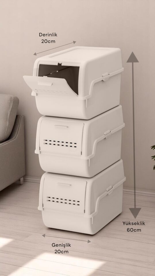 Technow Motek MT-40 S-Box 8 Litre 3'lü Çok Amaçlı Organizer Düzenleyici Bej ( 3*8Litre )