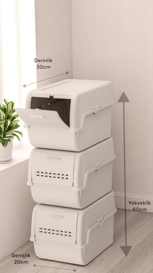 Technow Motek MT-40 S-Box 8 Litre 3'lü Çok Amaçlı Organizer Düzenleyici Bej ( 3*8Litre )