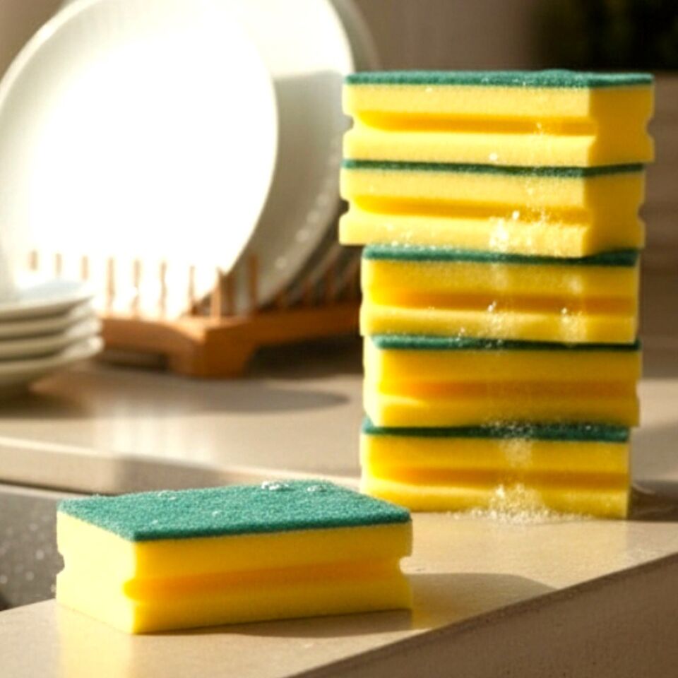 Technow Jumbo Büyük Boy Vip Kaliteli 14 x 7 cm Oluklu Bulaşık Süngeri 5 Adet