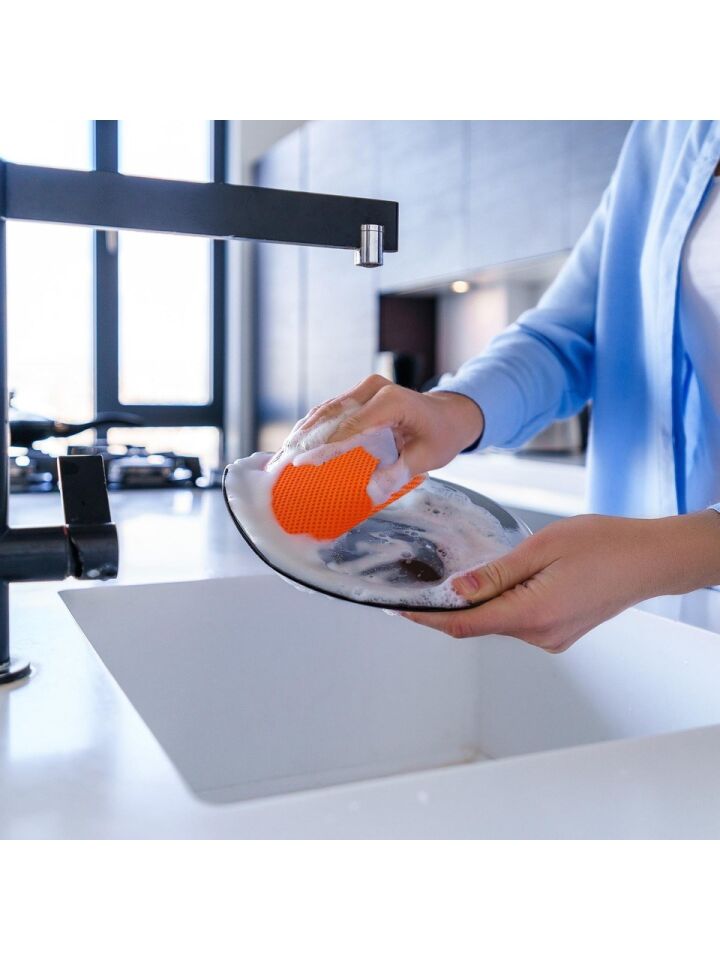 Technow Petek Dokulu Fileli Pratik Temizlik ve Bulaşık Süngeri Renkli  3 Adet