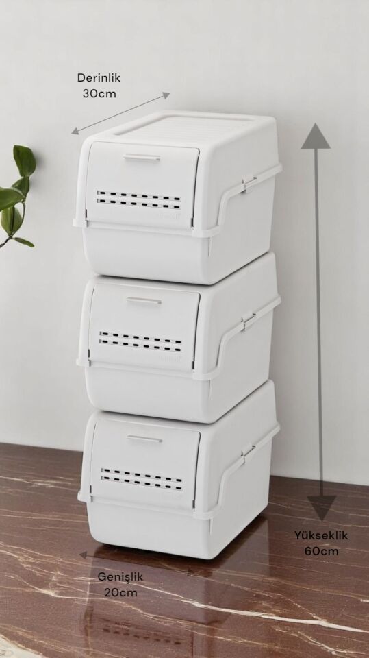 Technow Motek MT-40 S-Box 8 Litre 3'lü Çok Amaçlı Organizer Düzenleyici Gri ( 3*8Litre )