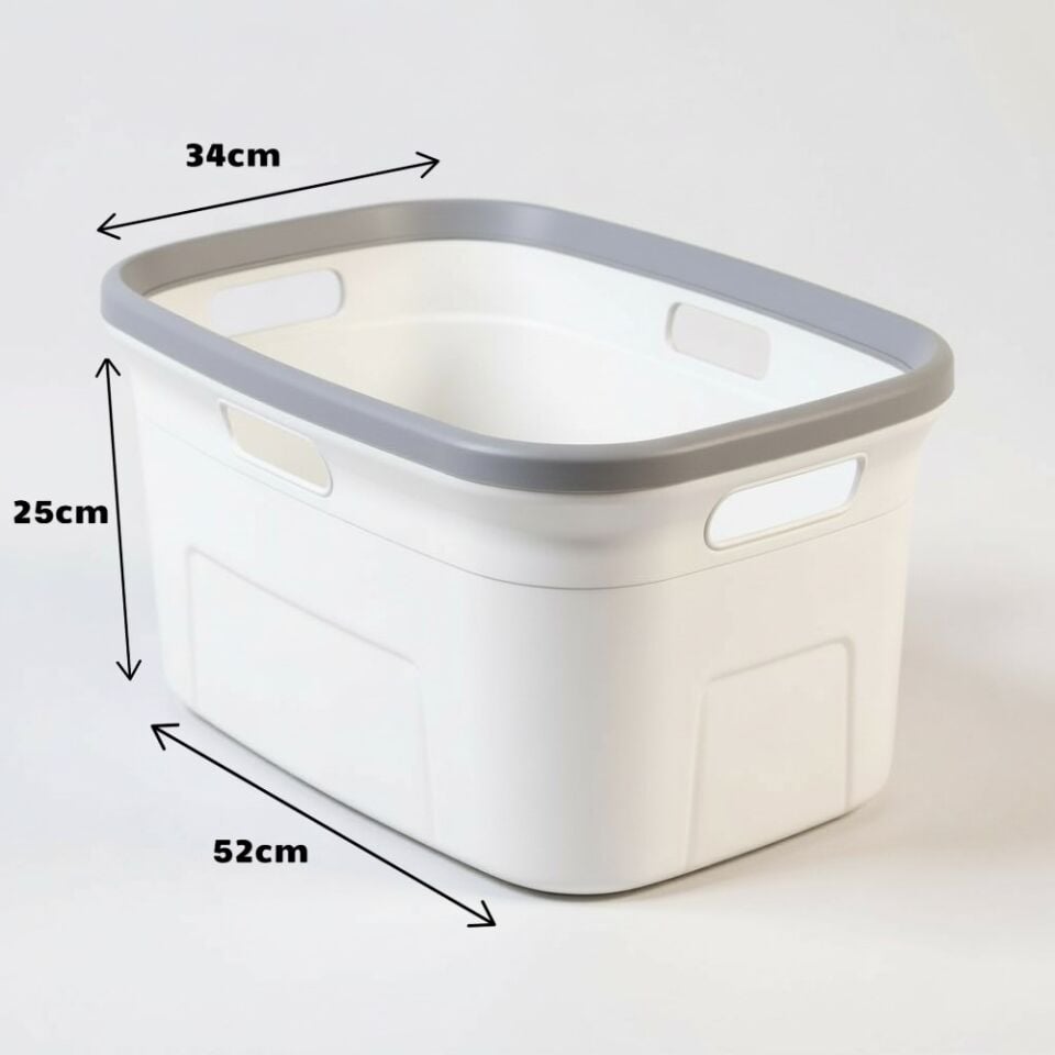 Technow Motek 4 Taraflı Tutulabilen Çamaşır Sepeti Selesi Beyaz Gri