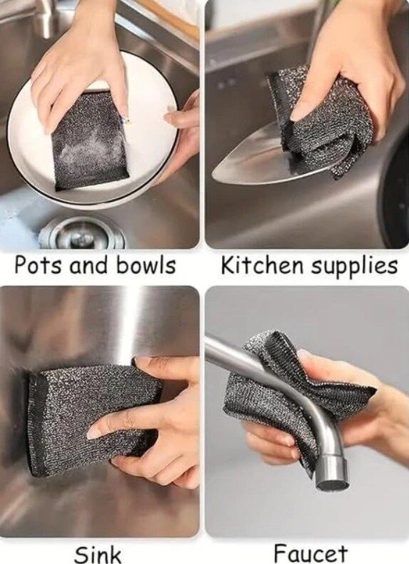 Technow Paslanmaz Çelik Sihirli Inox Yağ ve Kir Çözücü Tel Bulaşık Süngeri 2 Adet