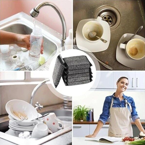 Technow Paslanmaz Çelik Sihirli Inox Yağ ve Kir Çözücü Tel Bulaşık Süngeri 2 Adet