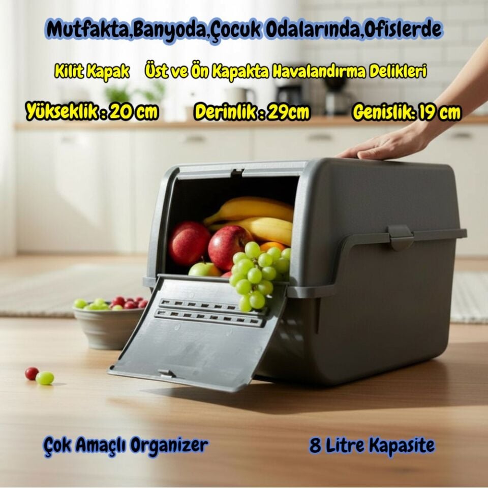 Technow Motek MT-40 S-Box 8 Litre Çok Amaçlı Organizer Düzenleyici Antrasit  1 Adet