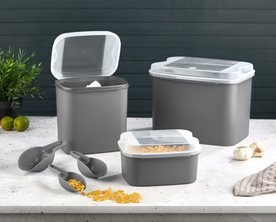 Vip Ahmet VP-038 Masal Saklama Kabı Seti 10 Lt+ 4,5 Lt+1,6 Lt Gri