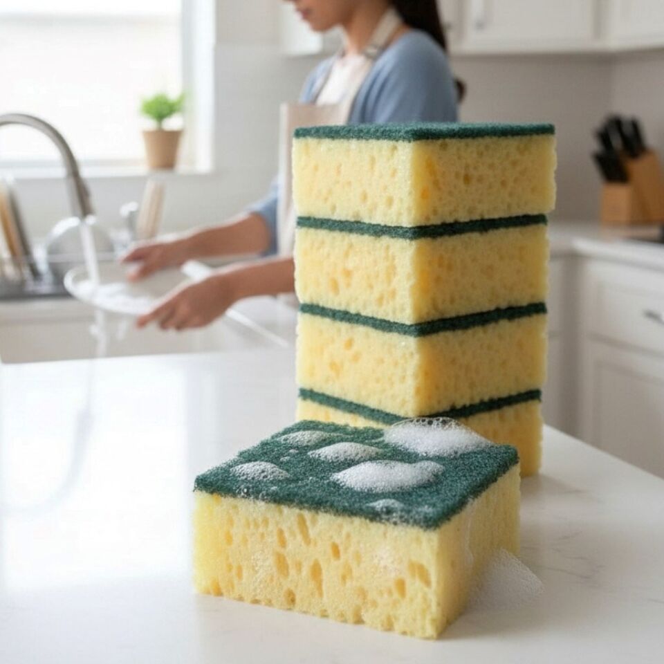 Technow Softtex Çift Taraflı  Çizmez  Ekonomik Mercan Bulaşık Sünger 4 Adet