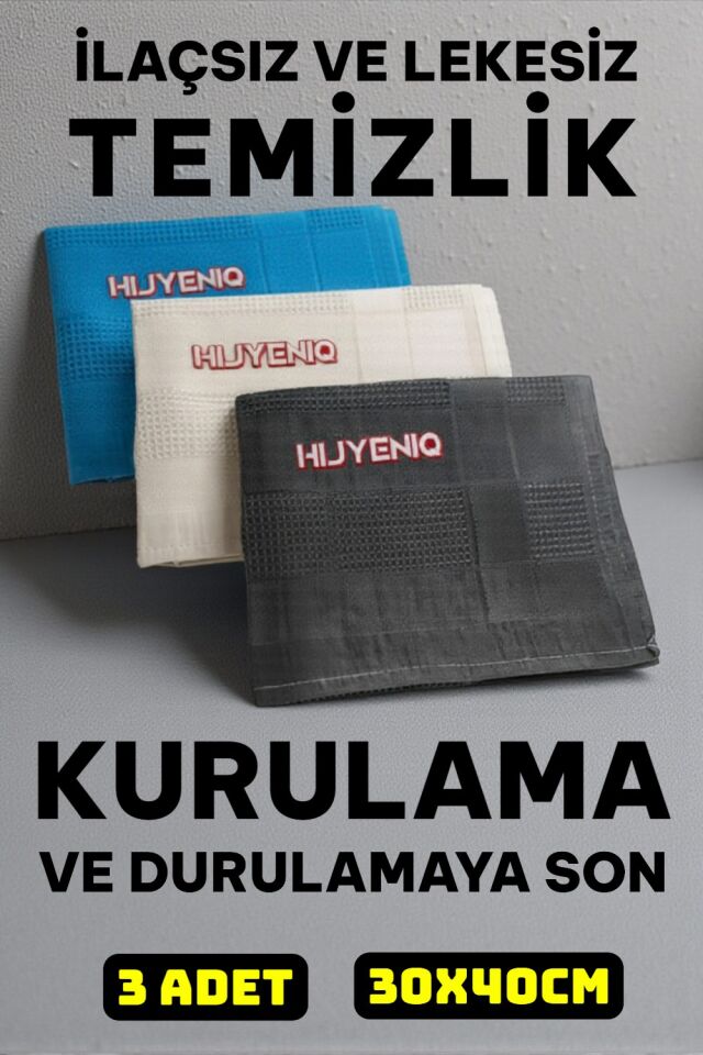 Technow 40x60cm Sihirli Mikrofiber Temizlik Bezi 3'lü Paket