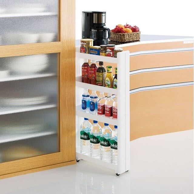 Technow Motek SR-04 Tekerlekli Plastik ,Banyo Rafı 4 Katlı Organizer Beyaz