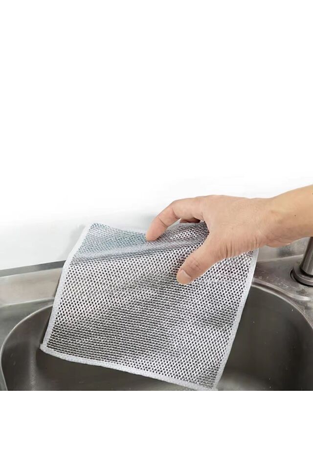 Technow Sünger Telli Bulaşık Bezi Mutfak Banyo Bezi Kir Pas Sökücü Telli Temizlik Bezi 3 Adet