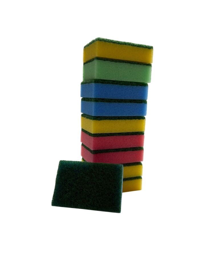 Technow Klasik 9 x 6 cm 4 Renkli Düz Bulaşık Süngeri 10 Adet
