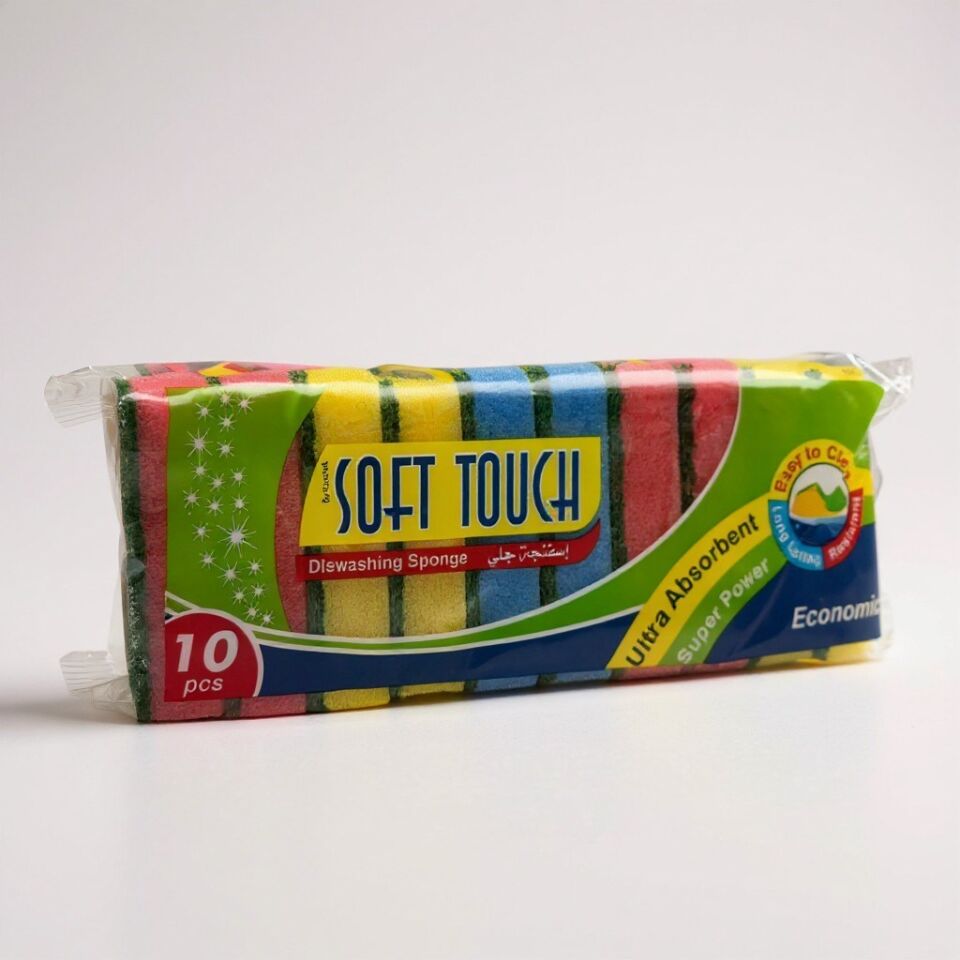 Technow Klasik 9 x 6 cm 4 Renkli Düz Bulaşık Süngeri 10 Adet