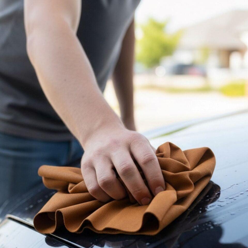 Technow Araç LÜKS Güderi Bez Oto Cam ve Kaporta Torpido Temizleme Araba Kurulama Bezi 50X70 cm