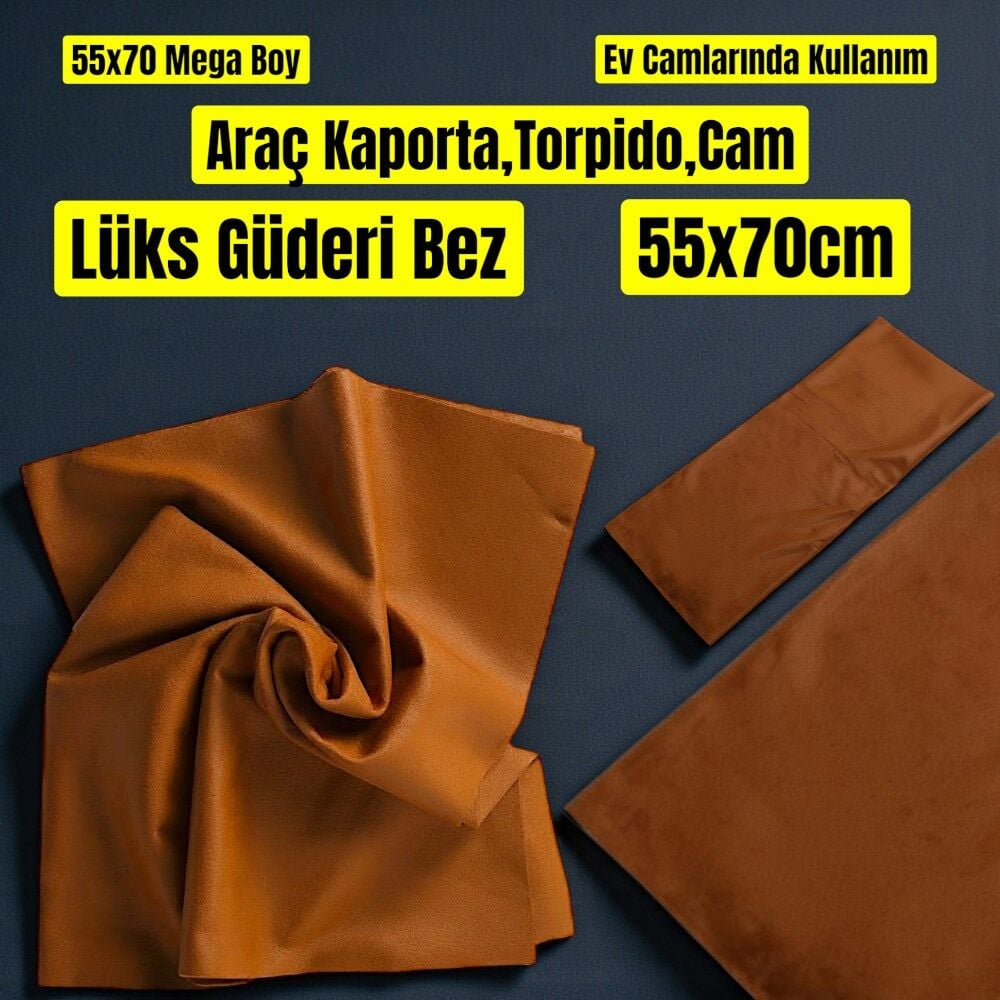 Technow Araç LÜKS Güderi Bez Oto Cam ve Kaporta Torpido Temizleme Araba Kurulama Bezi 50X70 cm