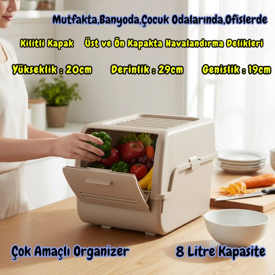 Technow Motek MT-40 S-Box 8 Litre Çok Amaçlı Organizer Düzenleyici Bej 1 Adet