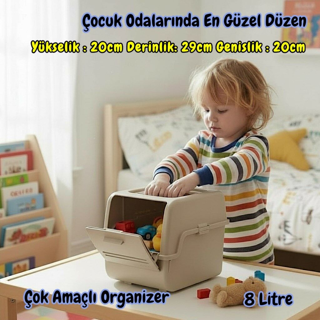 Technow Motek MT-40 S-Box 8 Litre Çocuk Odası  Organizer Düzenleyici Bej 1 Adet
