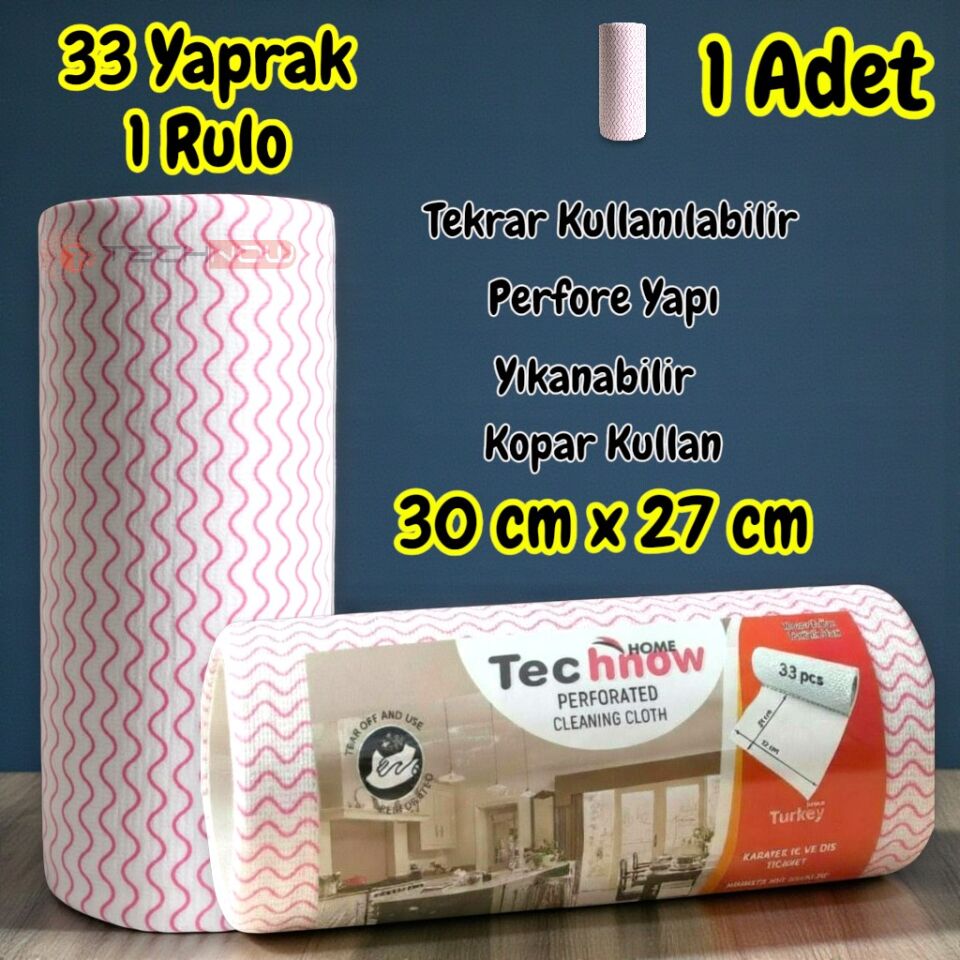 Technow Softtex 33 Yaprak Kopar Kullan Rulo Hassas Temizlik Bezi 27x30cm