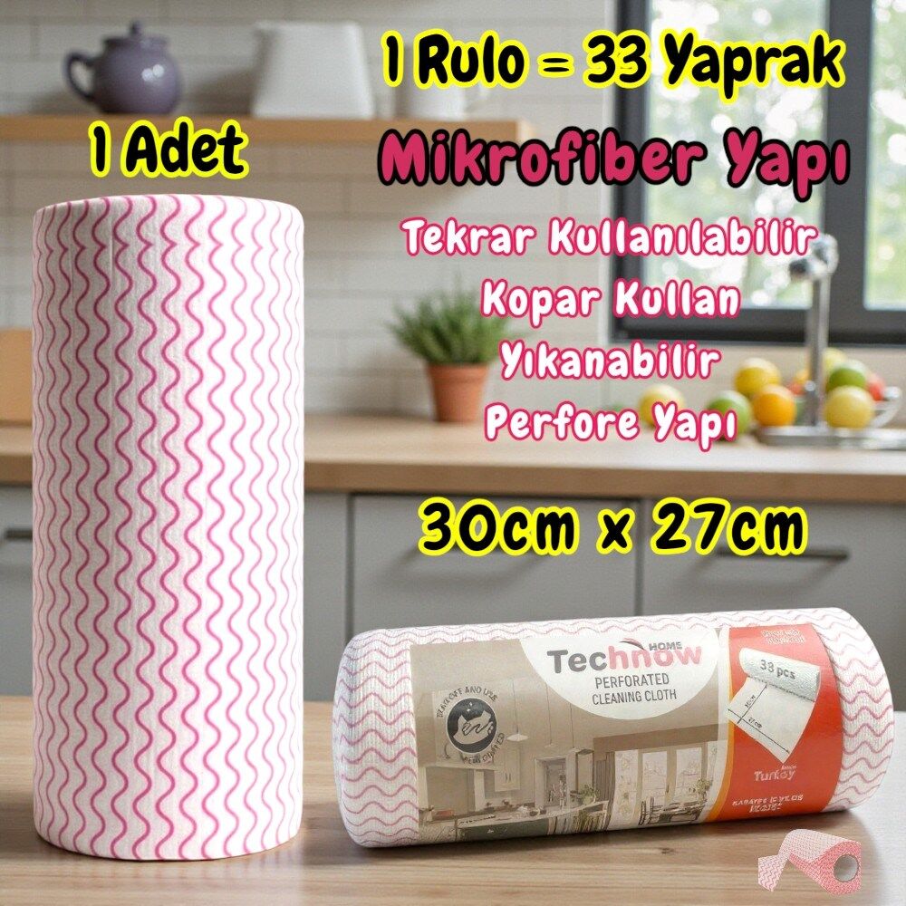 Technow Softtex 33 Yaprak Kopar Kullan Rulo Hassas Temizlik Bezi 27x30cm