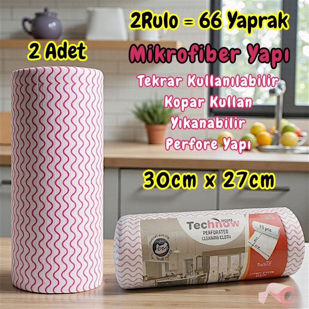 Technow Softtex 33 Yaprak Kopar Kullan Rulo Hassas Temizlik Bezi 27x30cm 2 Adet