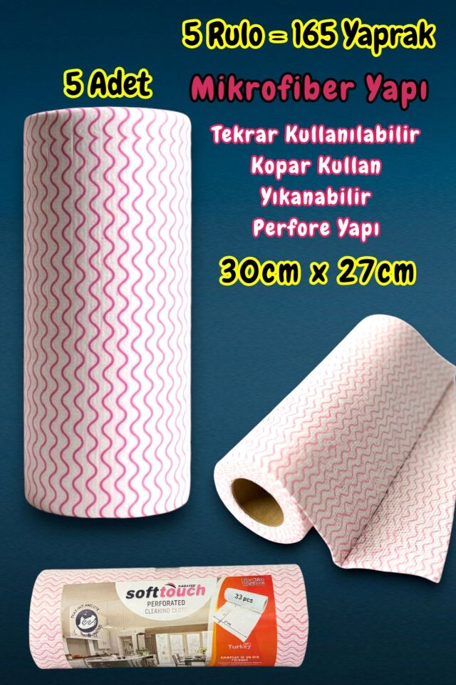 Technow Softtex 33 Yaprak Kopar Kullan Rulo Hassas Temizlik Bezi 27x30cm 5 Adet