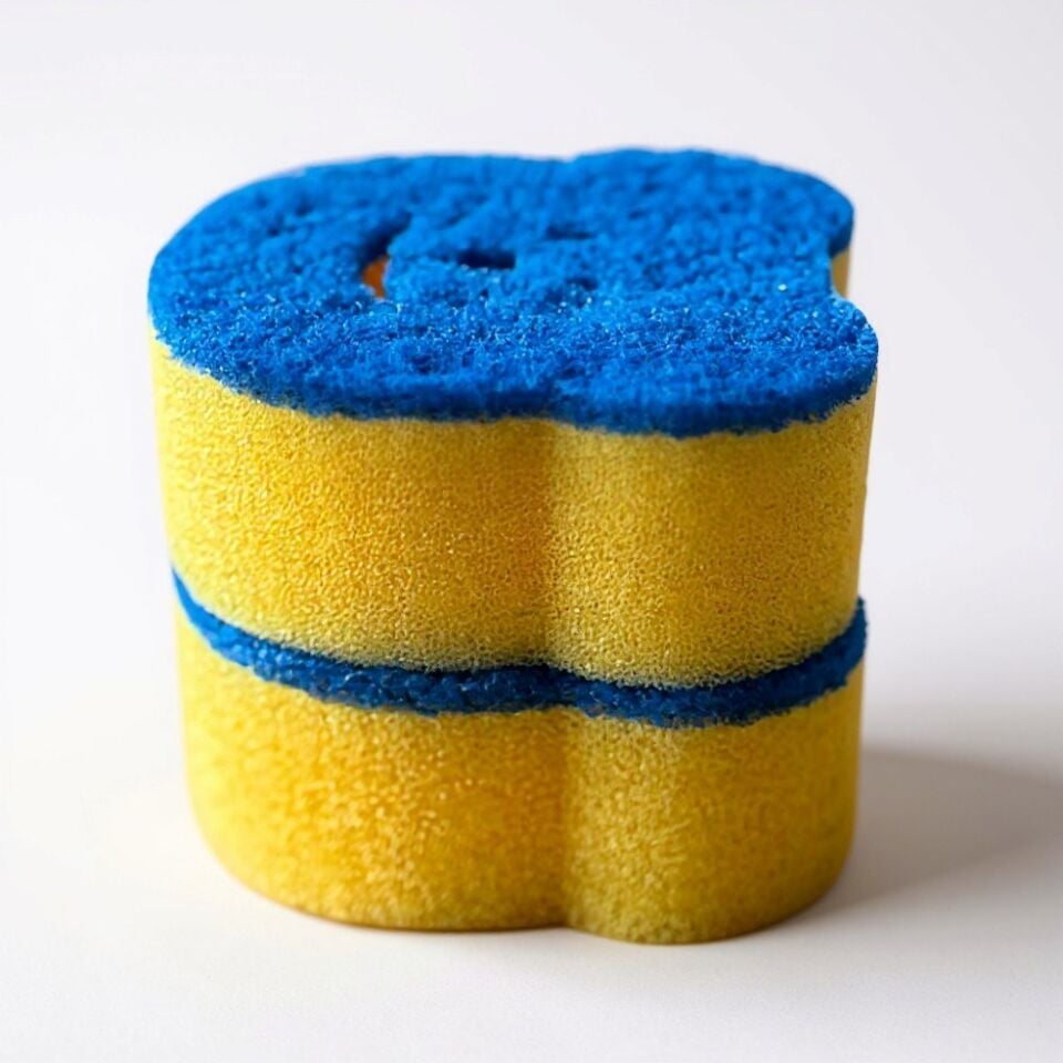 Technow Sponge Çift Taraflı Gülen Yüz Çok Amaçlı Sihirli Bulaşık Süngeri Sarı Lacivert  2 Adet