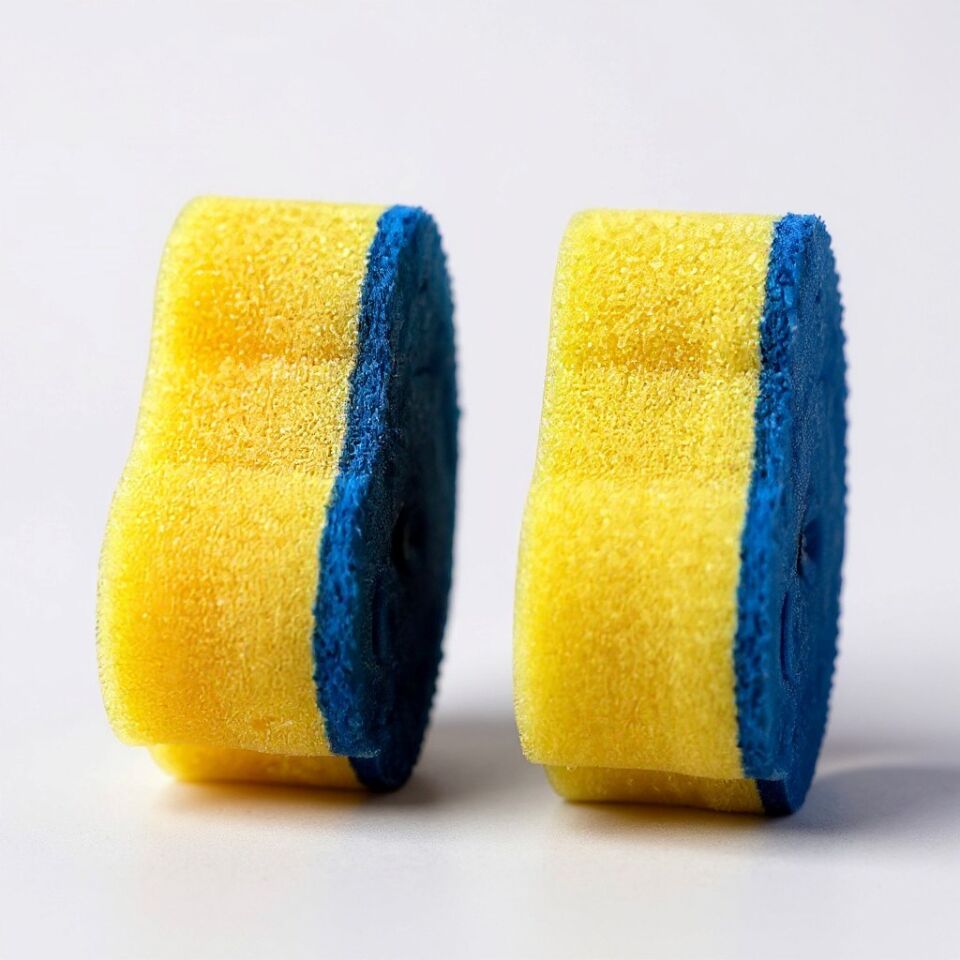 Technow Sponge Çift Taraflı Gülen Yüz Çok Amaçlı Sihirli Bulaşık Süngeri Sarı Lacivert  2 Adet